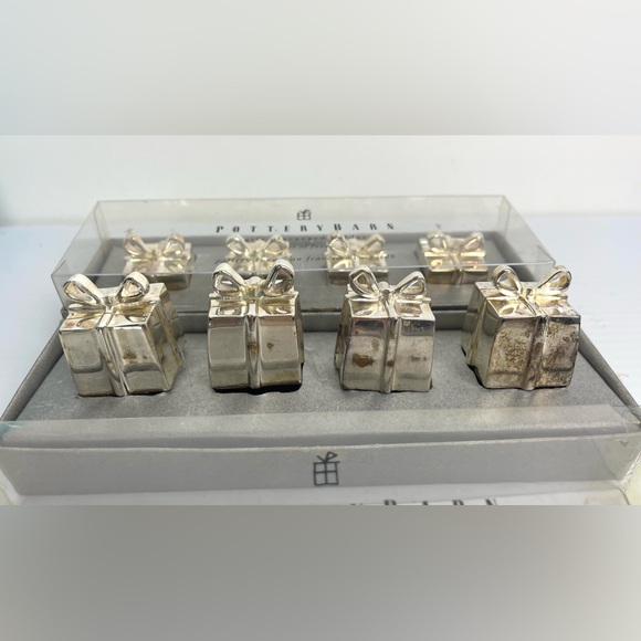 Pottery Barn Place Card Holder Silver Plated Gift Box Holiday dinner Set Of 8 - Picture 6 of 15